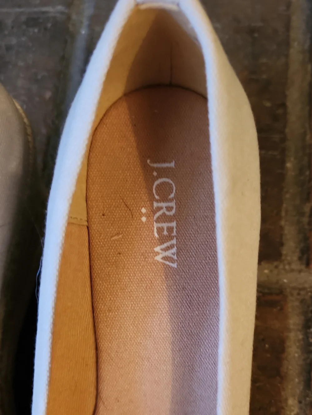 J Crew Factory Tan Beige Wedge Heels Canvas Size 9 Round Toe Espadrille
